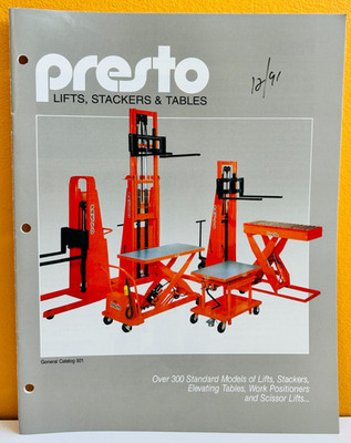 Lee Engineering / Presto Lifts, Stackers & Tables 921 General Catalog.