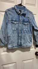 Girls Blue denim jacket with a relaxed fit, Size: L 10/12 denimjacket