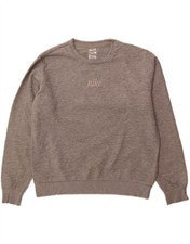 NIKE Womens Sweatshirt Jumper UK 10/12 Medium Grey Cotton DV28