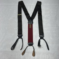 Trafalgar Suspenders Men Made USA Solid Brass Leather Dark Green Burgundy Button