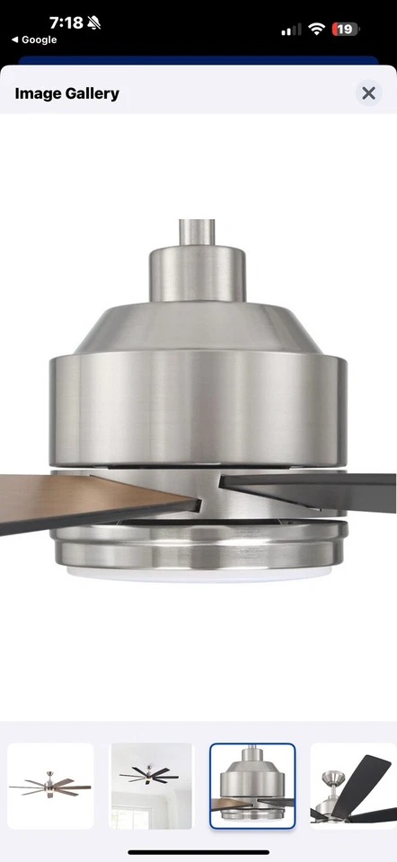 Harbor Breeze Cogdell 60-Inches Brushed Nickel with Black/Auburn Blades Color-Ch - Image 2 of 4