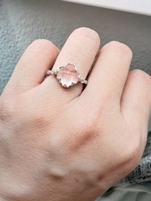 Rose Quartz Ring 9x9mm S925 Sterling Silver