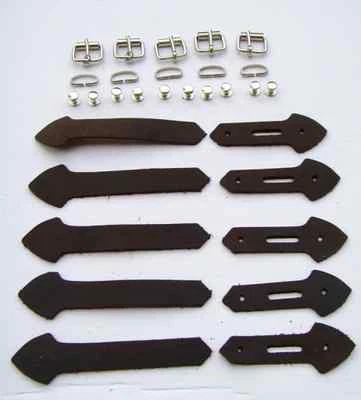 LEDERECKE KONSTANZ Lederriemen Set mit Schnalle Silber Nieten 5 Pack zum selber basteln 20 mm braun