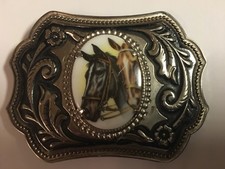 Wonderfully Worn Vintage Horse Friends Belt Buckle