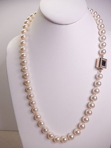 Authentic Swarovski S.A.L. Necklace Faux Hand Knotted Pearl Gold Plated Crystal 25" N41