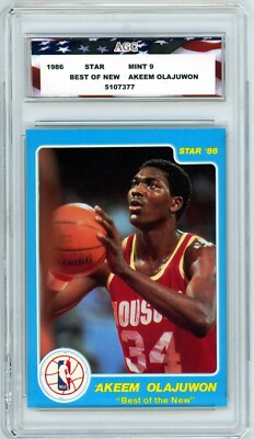 1986 Star Best of New Hakeem Olajuwon Rookie AGC 9 Mint Houston