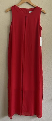 Emma & Michele Red Sleeveless Polyester Blend Knee Length Dress Small NWT