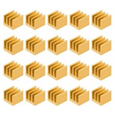 7x7x6mm Gold Tone Thermal Sticky Aluminum Heatsink Electronics Cooler 20 Pcs