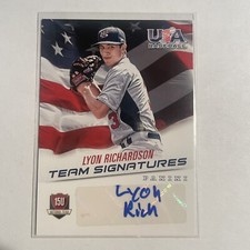 2015 Panini USA Baseball Signatures Blue Ink /299 Lyon Richardson #18 Auto