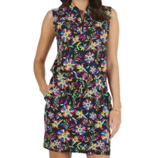 IBKUL Estela Sleeveless Drawstring Dress Size S M L XL Black Golf Ladies NWT