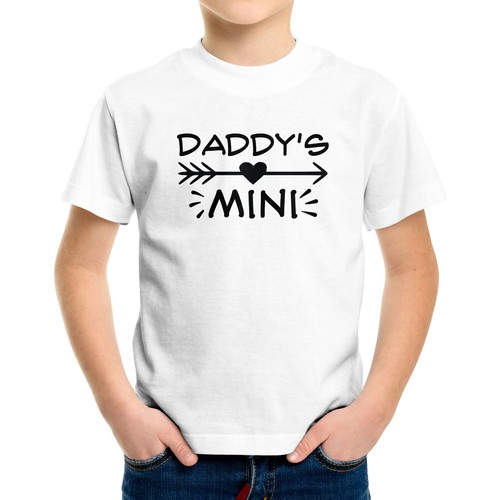 Toddler Kids T-Shirt Funny Novelty Gift Daddys mini Print Daddy's Little Friends - Picture 3 of 15