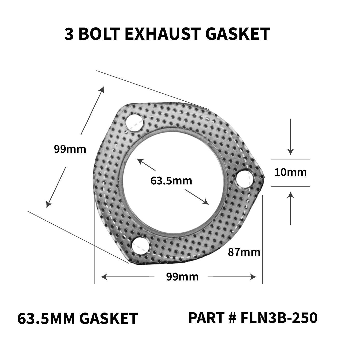 Universal Exhaust Gasket Fire Ring 2.5" 63mm 3 Bolt Hole Gaskets eBay