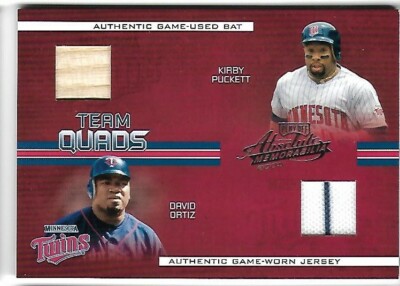 KIRBY PUCKETT/DAVID ORTIZ/CUDDYER/LAWTON 2005 ABSOLUTE JERSEY/BAT CARD #120/150!