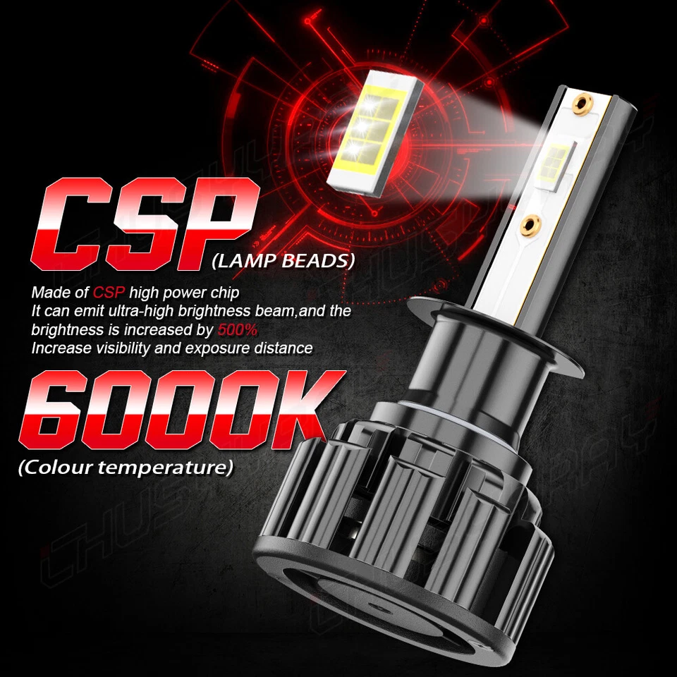 PARA Subaru Outback 2000-2004 2PÇS H1 Farol Baixo Lâmpadas LED 6000k Branco - Imagem 3 de 4