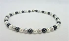 Vintage Costume Jewelry, Faux Pearl Strand, Dark and Light Gray, White, NK165