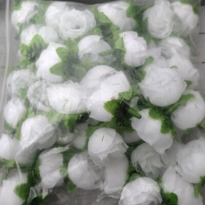 10 x künstliche weiße Rosenknospen dekorative Blumen Hochzeit Handwerk 25 mm