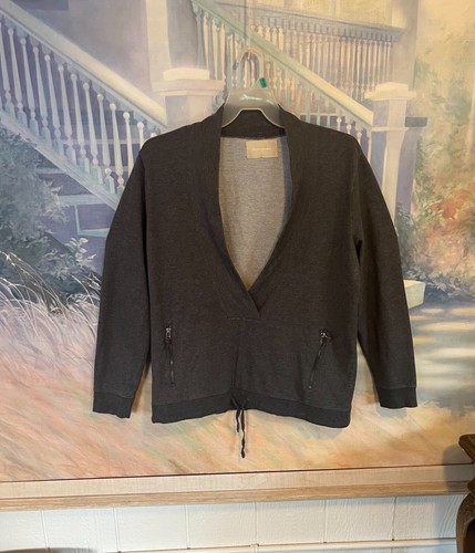 Women's Banana Republic Dark Gray Hoodie Top W/Out Hood Open Neck Sz. XL - Picture 6 of 12
