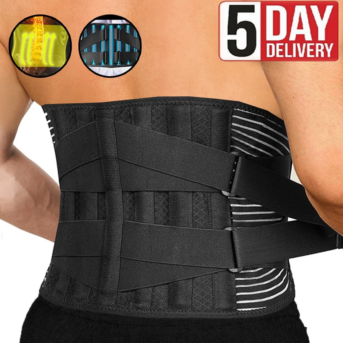 Back Brace for Men Women Lower Back Pain Relief with 7 Stays, Back Support  Belt with Dual Adjustable Straps,Lumbar Support Belt for Herniated Disc