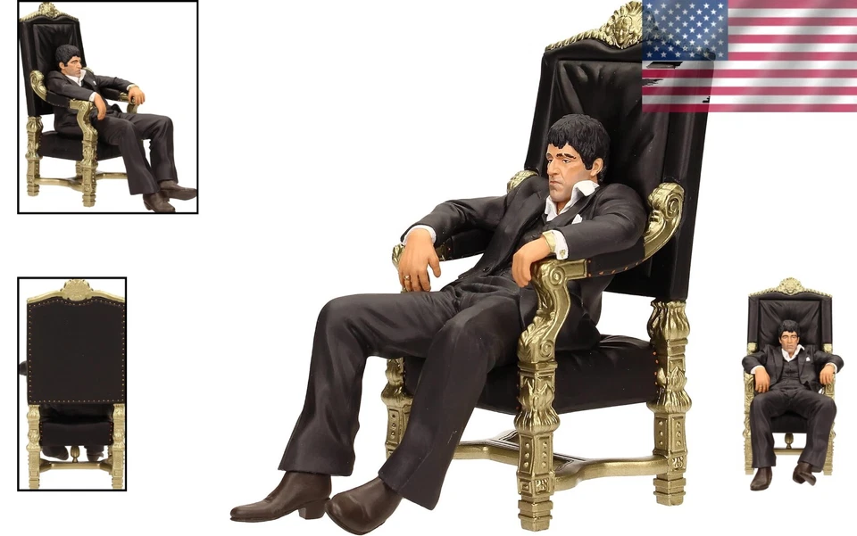 Figura de PVC Tony Montana on Throne de 7 pulgadas - recuerdos clásicos de culto Scarface Foto 2 de 4