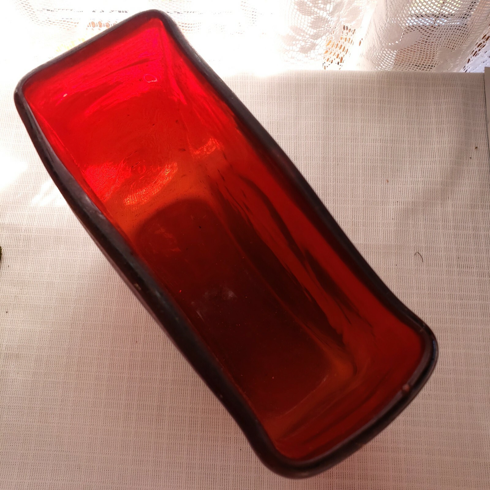 Blenko Rectangular Vase Blenko Ruby Red Glass Rectangular Textured Vase | eBay