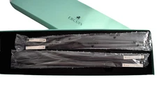 NEW SEALED ERCUIS France 2 PAIRS of Wooden & Silver-Plated CHOPSTICKS