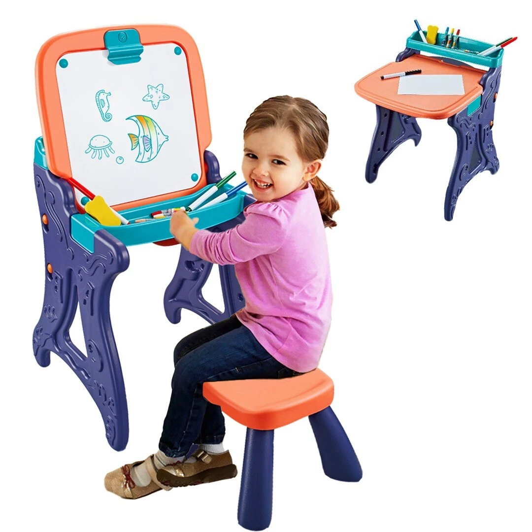Kids Foldable Art Drawing Education White Board Include Chair Gifts for Toddlers