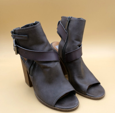 DV Dolce Vita Boots Womens 7 Teisha Open Toe Zip Slingback Bootie Gray Heels