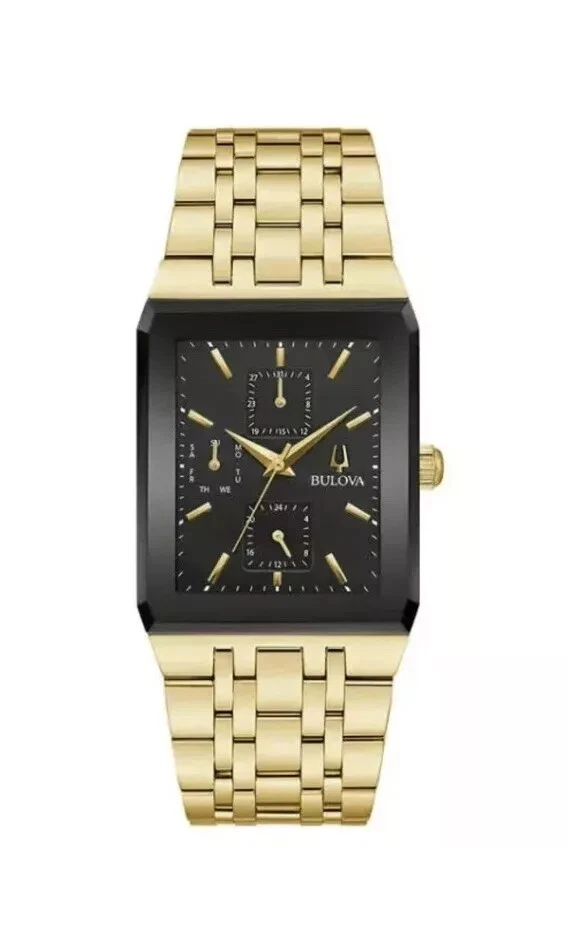 Bulova Men's Modern Day Date Quartz Gold Stainless Steel Watch 31MM 97C113