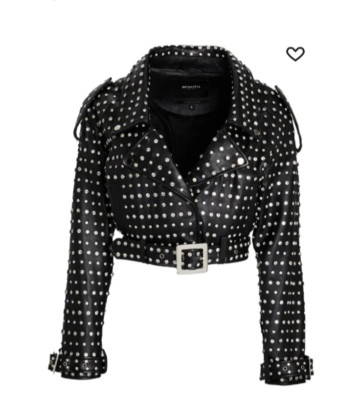 Retrofete Mora Embellished Women s Leather Motorcycle Jacket - Orig $2500