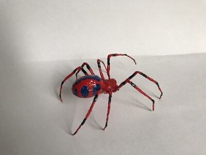Handmade Hand Painted 4" Red & Blue Radioactive Spider Arachnid Figurine Replica