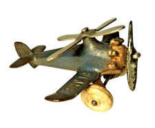 Vintage Hubley Cast Iron Blue Giro Plane Airplane