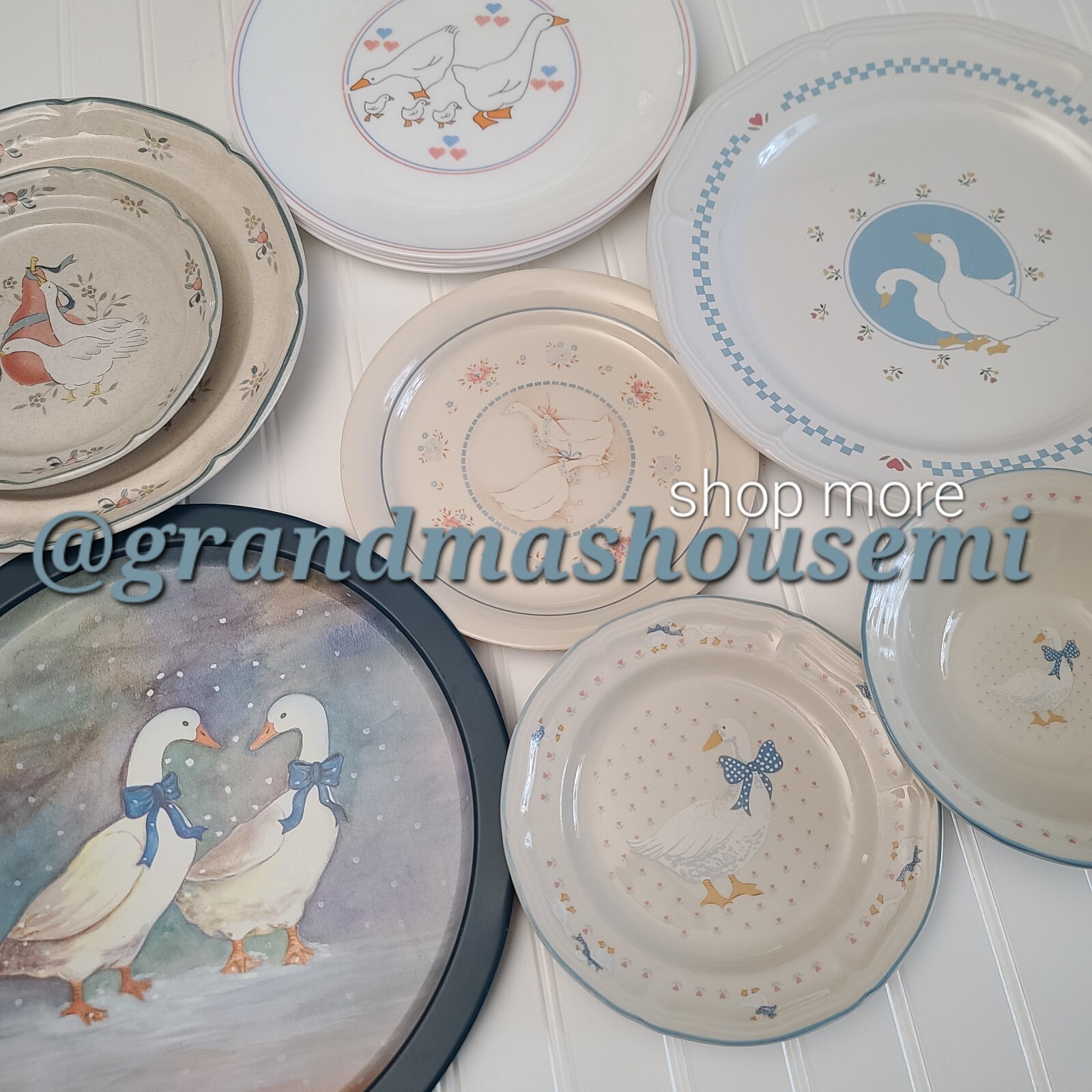 Vintage INTERNATIONAL CHINA Marmalade Geese Goose Duck Country Cottage Dish Set