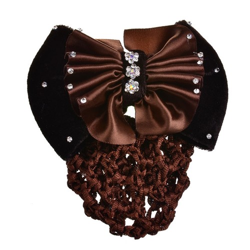 Women Satin Bow Barrette Double Bowknot Hair Net Hair Bun Barrette Hair Clip▱ - Picture 99 of 109