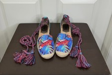 Sam Edelman Women's Lenora Canvas Espadrille Shoe Ankle Tie Size 8