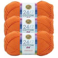  3 Pack Lion Brand Yarn 769-133AN 24/7 Cotton DK Yarn, Tamarin