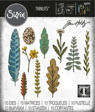 New Sizzix Thinlits Funky Nature 10PC #665215 Retail $24.99 by Tim Holtz