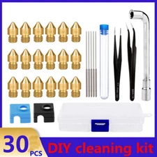 30Pcs Brass MK8 Extruder Nozzle Cleaning Tools Kit For 3D Printer Creality CR-10