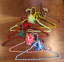 Vintage Yarn Covered Metal Hangers Crochet Knit Handmade Lot of 7