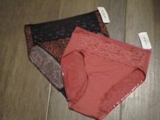 2 SOMA VANISHING EDGE HIGH LEG W/ LACE PANTIES IN PINK/ANIMAL BLACK SIZE SMALL