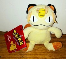 Vintage 1998 Hasbro Game Freak Pokemon Plush Beanbag 52 Meowth 5.5" NWT