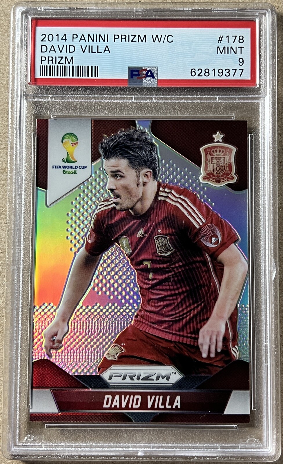 2014 Panini Prizm World Cup Sliver David Villa #178 PSA 9 Mint