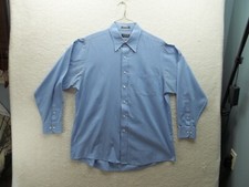 Arrow Mens Blue Check Button Down Shirt Long Sleeve Size 17 34/35