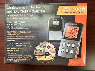 NEW-Maverick Wireless Digital Meat Thermometer-300 Ft Range for Grill & Oven