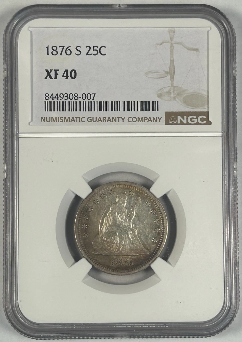 1876年(150年前) アメリカ シーテッド リバティ クォーター銀貨 1876年(150年前) アメリカ シーテッド リバティ クォーター銀貨 1876