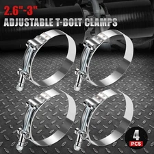 4-Pieces 3" Inch 17mm Wide Band Stainless Steel T-Bolt Clamp Hose Turbo Intake