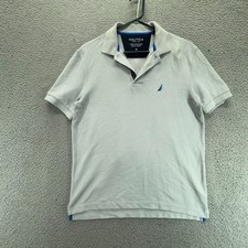 Nautica Performance Deck Polo Shirt Mens Gray Short Sleeve Preppy Size Small