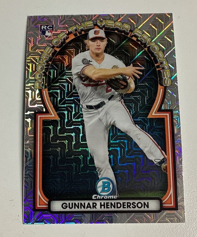 2023 Bowman Mega Box GUNNAR HENDERSON Mojo Refractor ROY Favorites Card RC