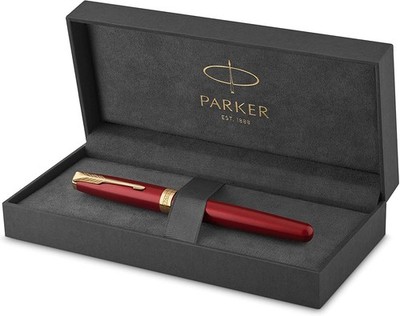 Parker Sonnet Tintenroller | Rote Lackierung mit Goldzierteilen | feine Spitze |