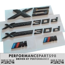 Passend f�r BMW X5 + 2x Xdrive 30d + 2x M Wing Badges in Glanz Schwarz E70 F15