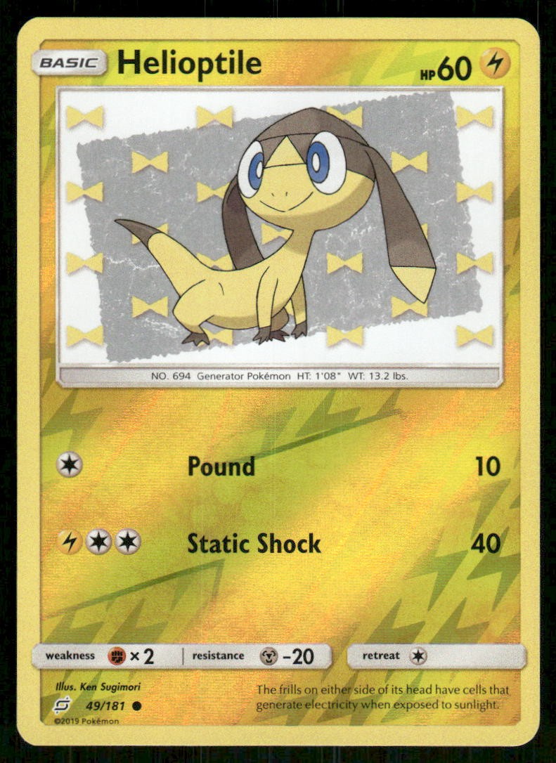 Helioptile 49/181 Common Team Up Pokemon Reverse Holo NM